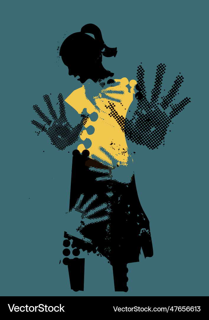 Frau in Distress - Gewalt Silhouette vektorbild