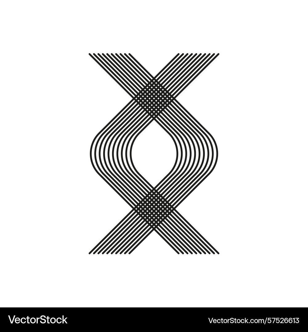 Ribbon cross icon twisted strip x geometric loop vector image