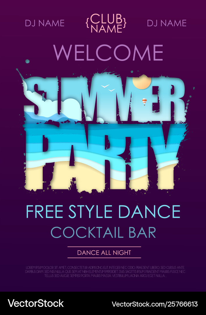 Sommer Disco Party Typografie Plakat mit Strand Sommer Disco Party Typografie Plakat mit Strand vektorbild