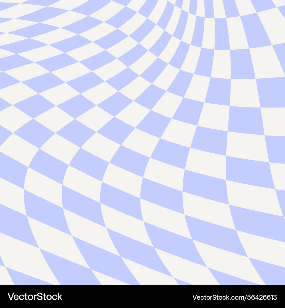 Wavy groovy distorted checkered background set vector image