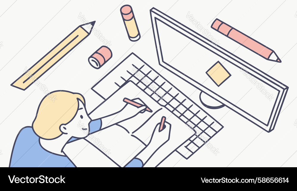 Digital Artist Creating Artwork Vector Image
