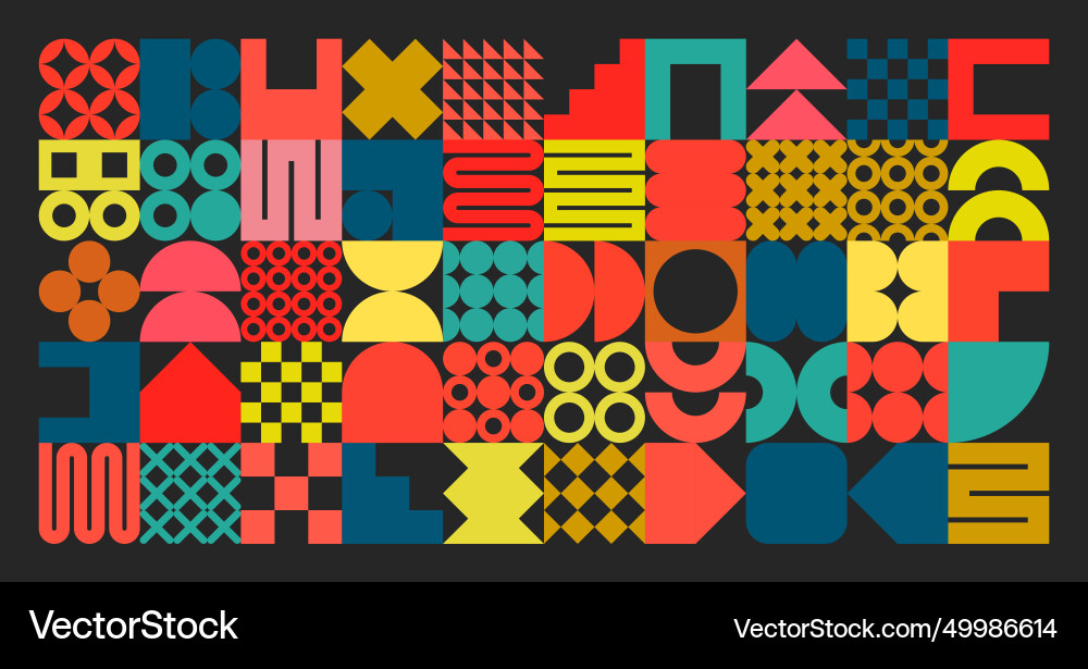 Geometric texture with simple shapes symbols vector image