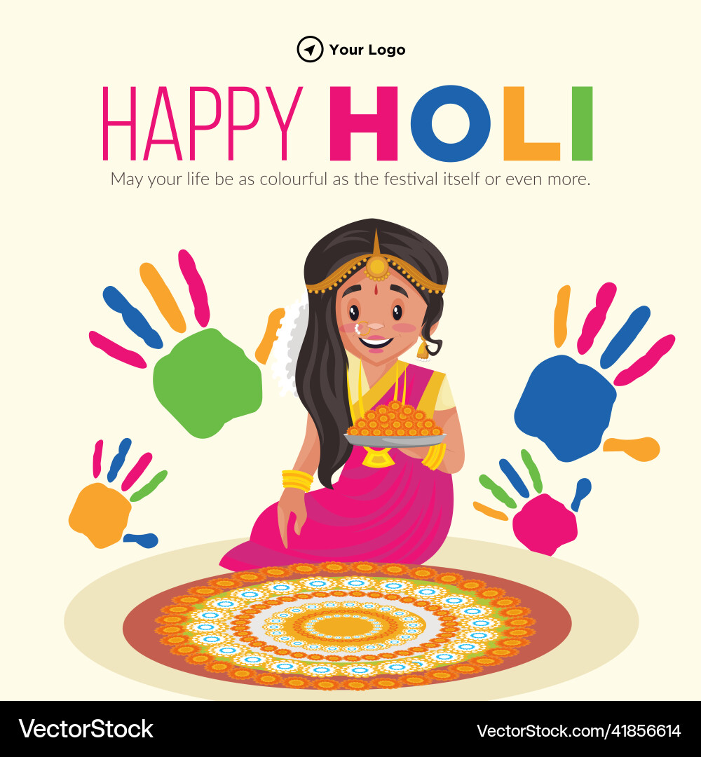 Happy holi banner design vector image