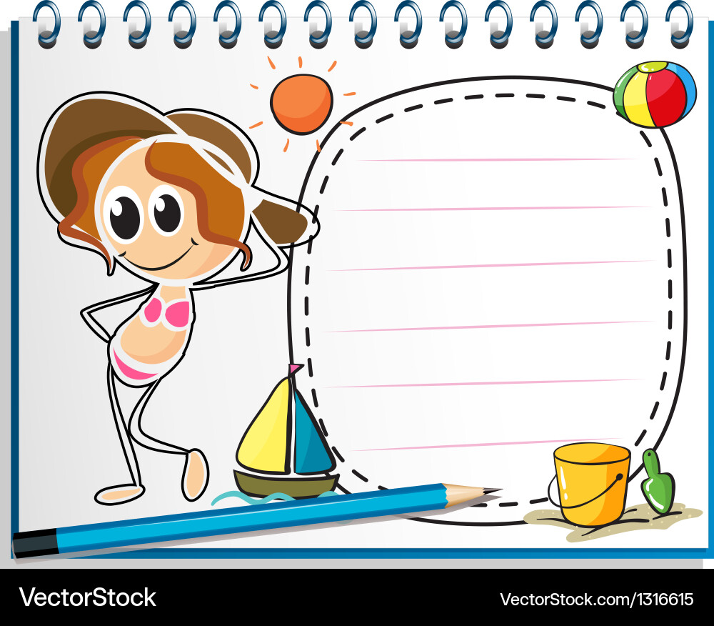 A notebook with an image girl ready vector image