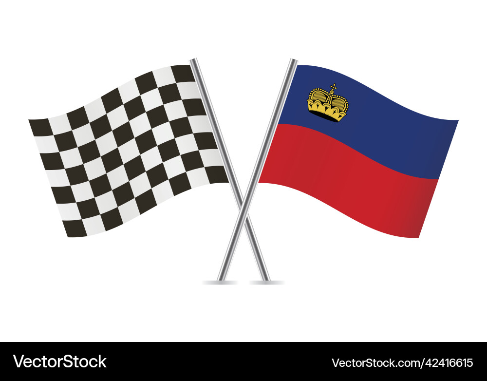 Checkered and liechtenstein crossed flags Checkered and liechtenstein crossed flags vector image