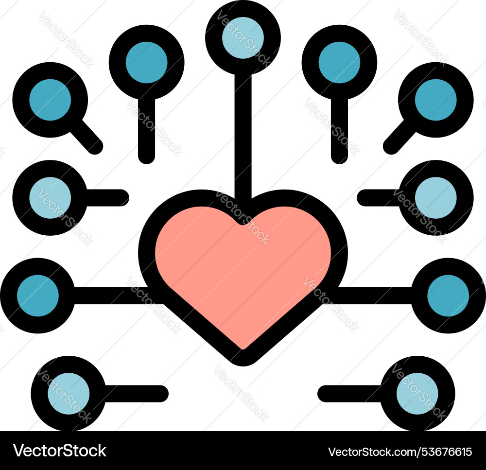 Heart connecting with multiple nodes forming Heart connecting with multiple nodes forming vector image