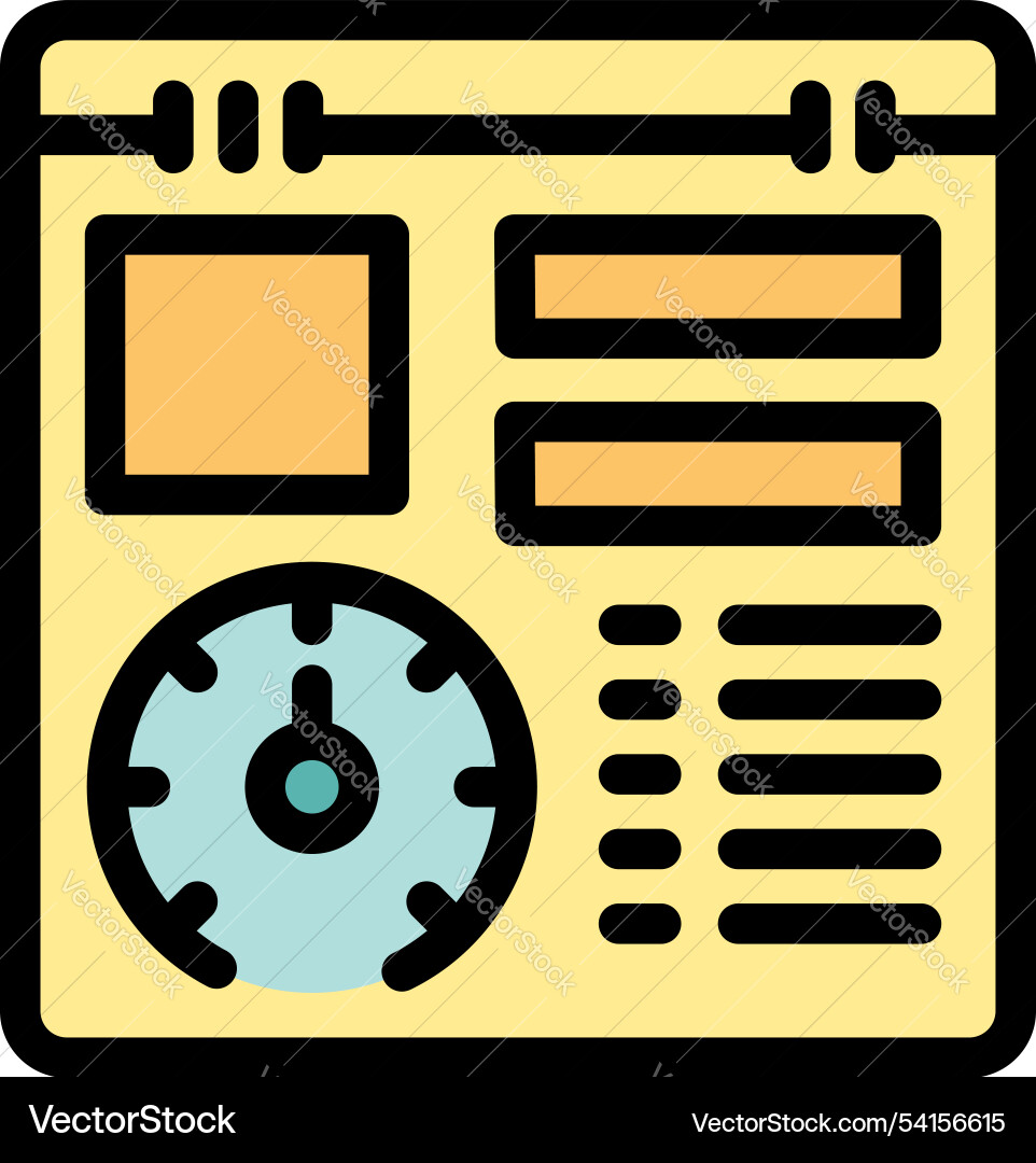 Project management app interface with clock Project management app interface with clock Vector Image
