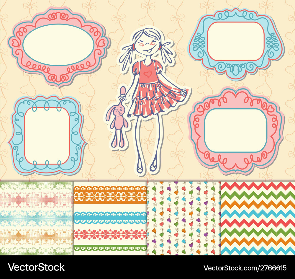 Romantic set of labels frames and pattern Vector Image