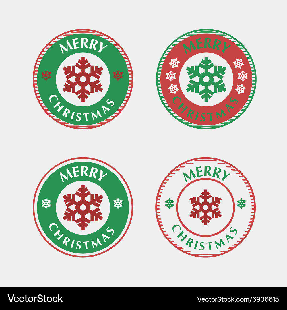 Set aus Weihnachtsabzeichen und Etiketten Vektorbild