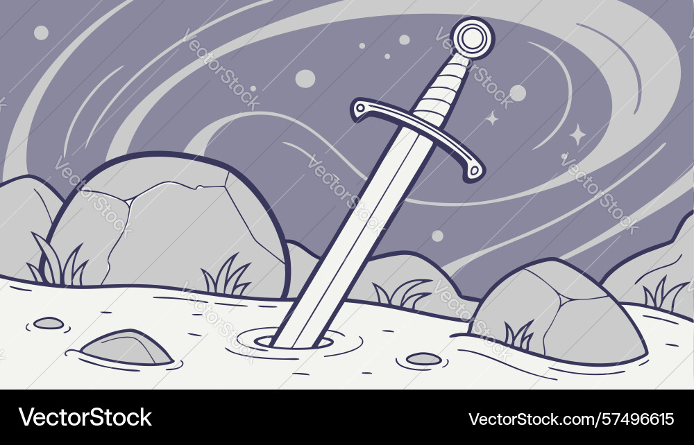 Sword in the stone mythical design generative ai Vector Image