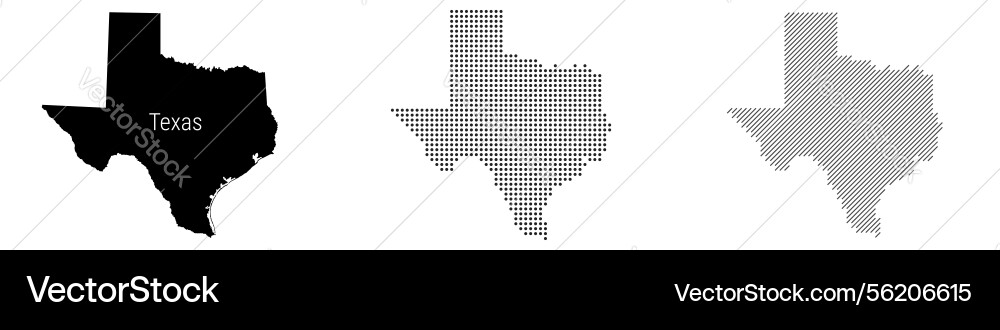 Texas silhouette map and two patterns of dots Vector Image