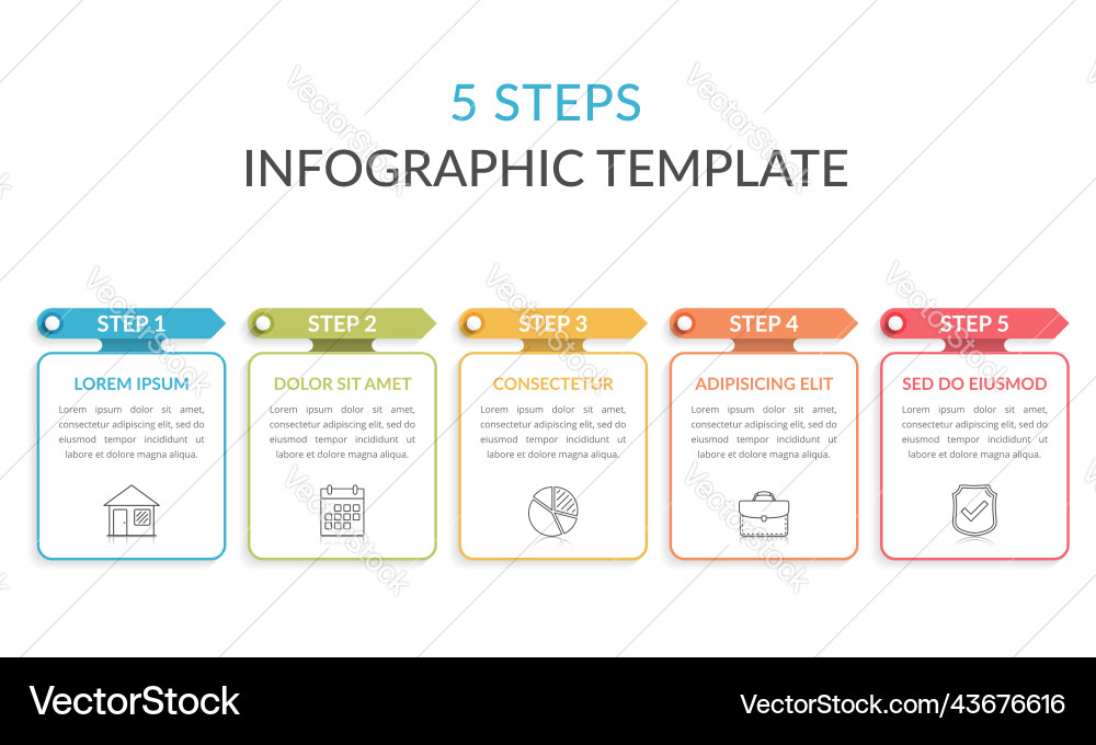 5 Steps Workflow Template - Process Chart vector image