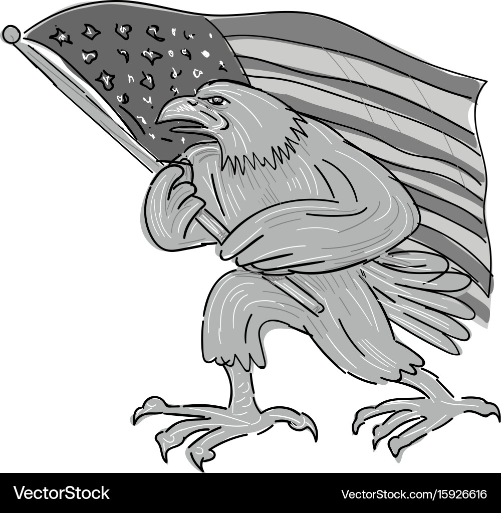 American eagle waving usa flag cartoon – Royalty-Free Vector | VectorStock, image size:1000x1024
