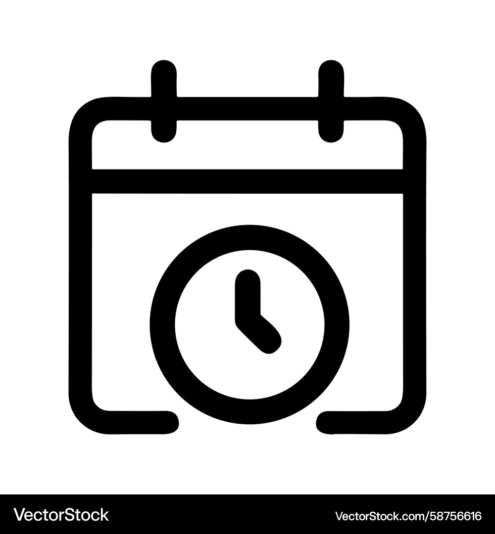 Calendar with Clock Icon Vector Image