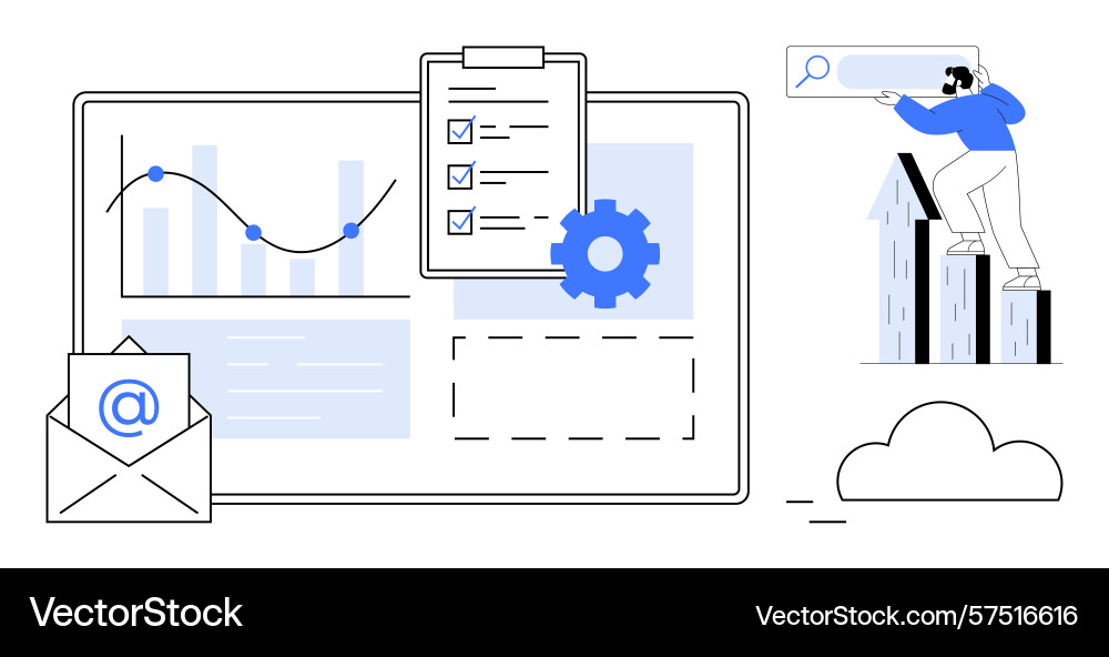Data analysis and strategy with charts checklist Data analysis and strategy with charts checklist vector image