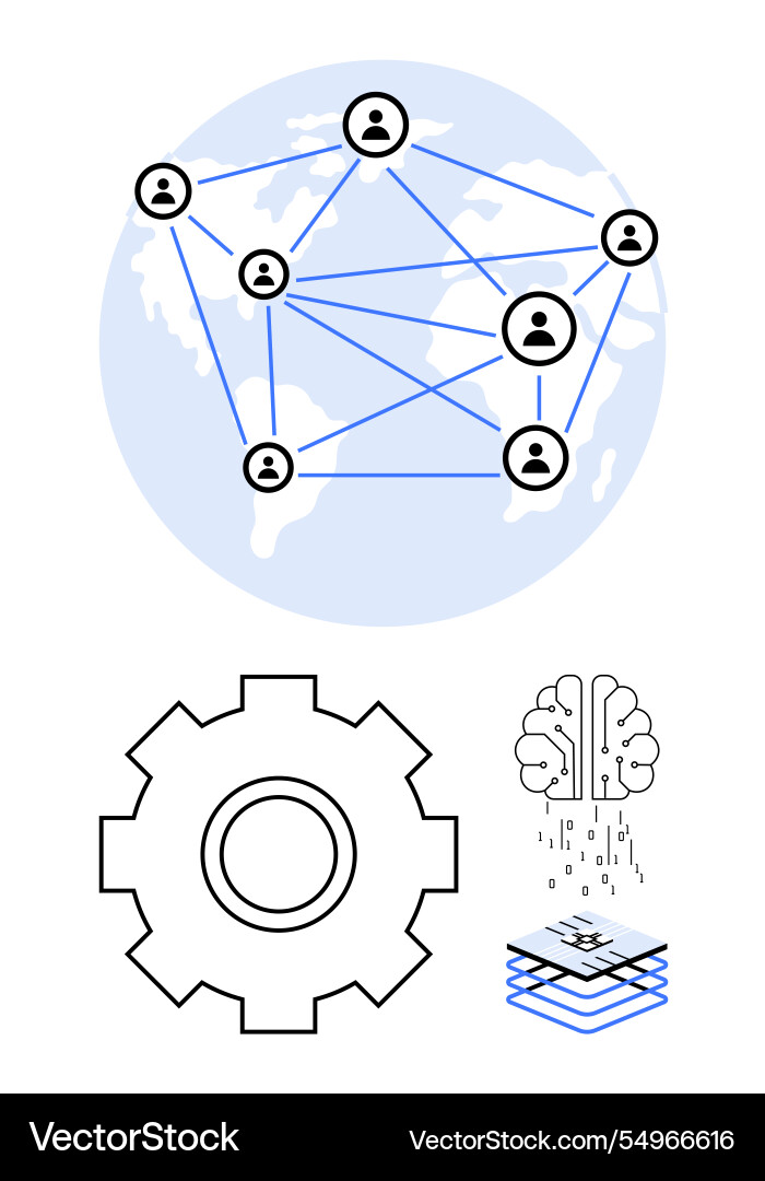 Global network connections automation technology Global network connections automation technology vector image