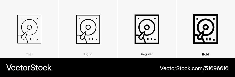 Hdd icon thin light regular and bold style design Hdd icon thin light regular and bold style design vector image