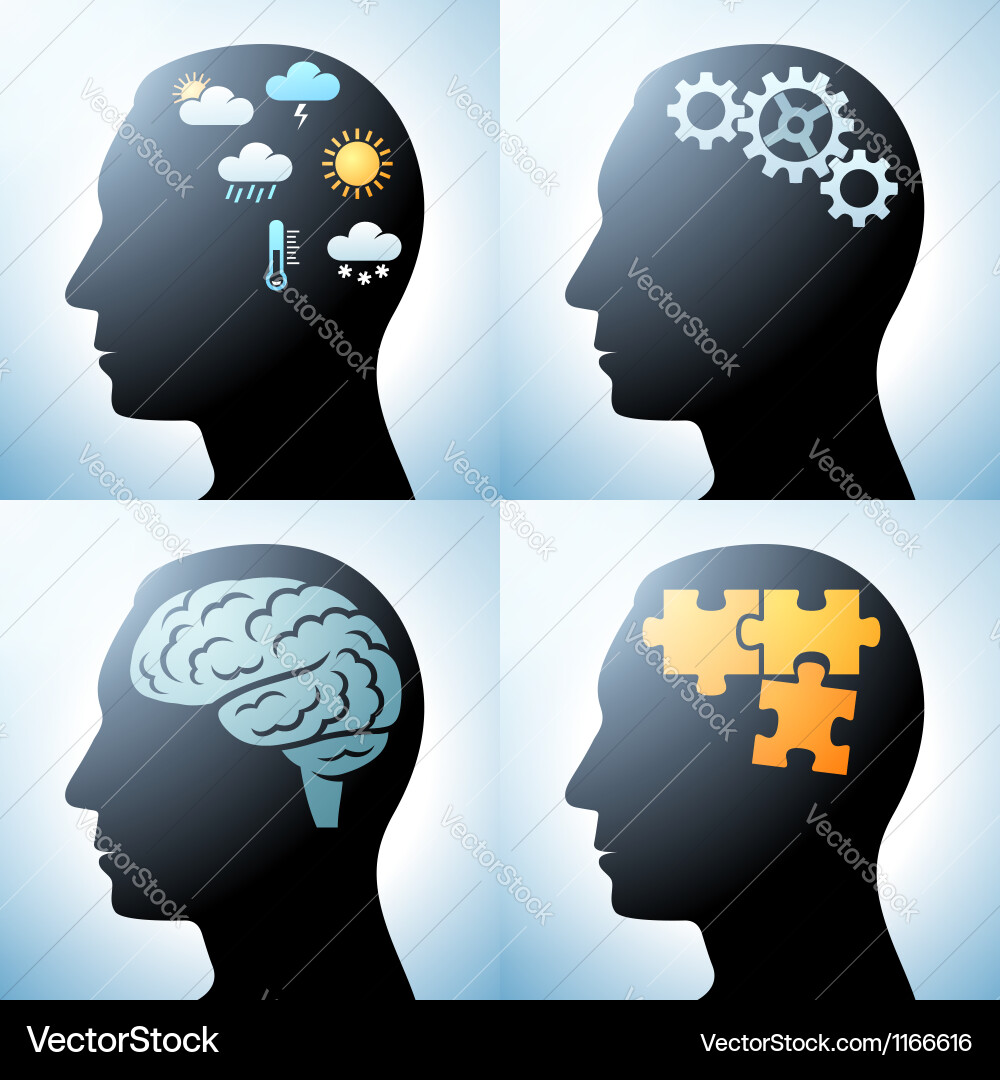 Human Head with Brain and Cloud Concepts vector image