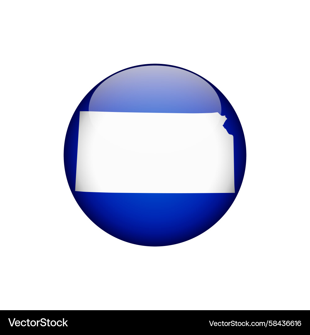 Kansas Circle Button - US States Map Vector Image