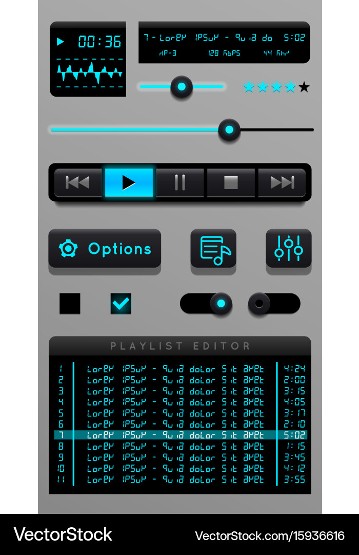 Modern Audio Player UI vector image