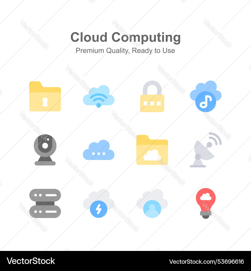 Pack of cloud computing icons ready to use vector image