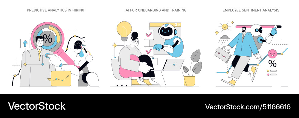 Using ai for human resources flat vector image