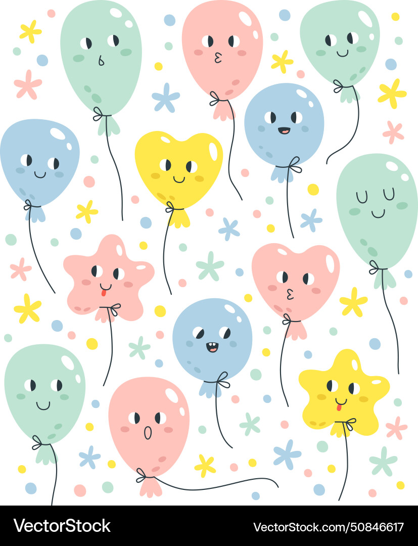 Birthday balloons pattern Royalty Free Vector Image