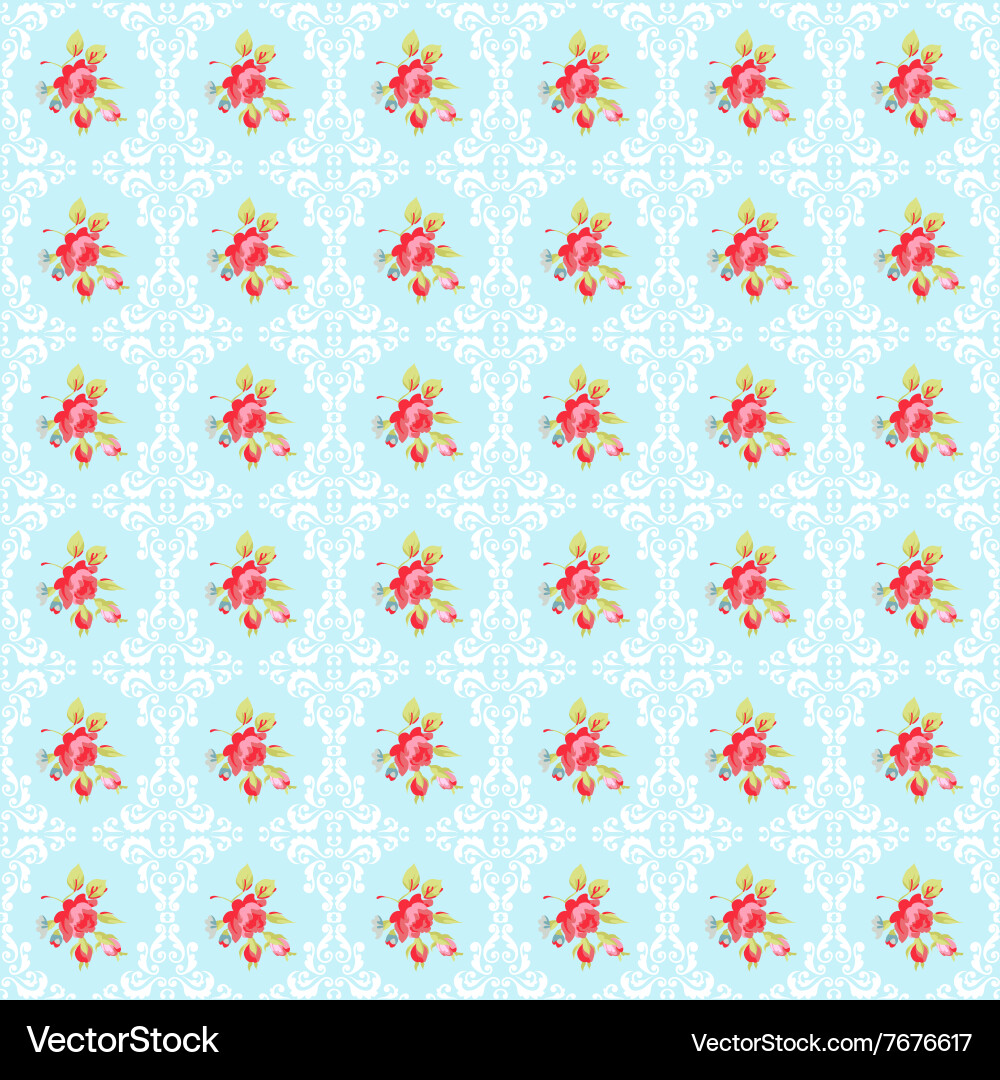 Damask Rose Pattern vector image