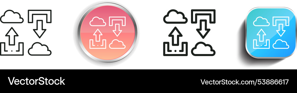 File sharing icon thin linear regular and button File sharing icon thin linear regular and button Vector Image