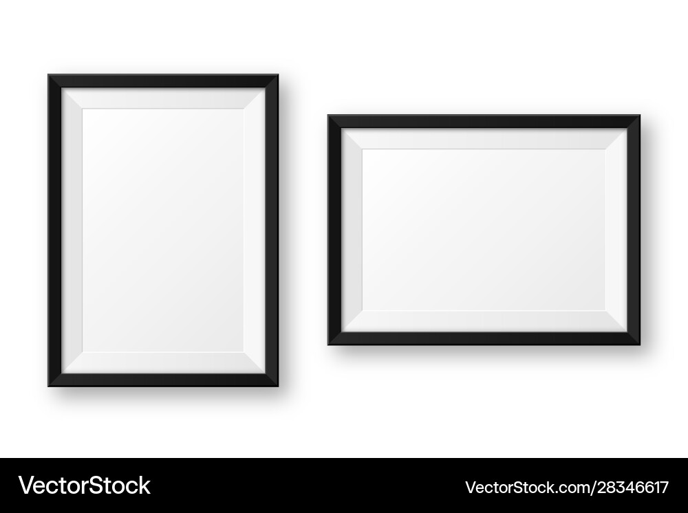 Realistischer leerer schwarzer Bildrahmen mit Schatten Realistischer leerer schwarzer Bildrahmen mit Schatten vektorbild