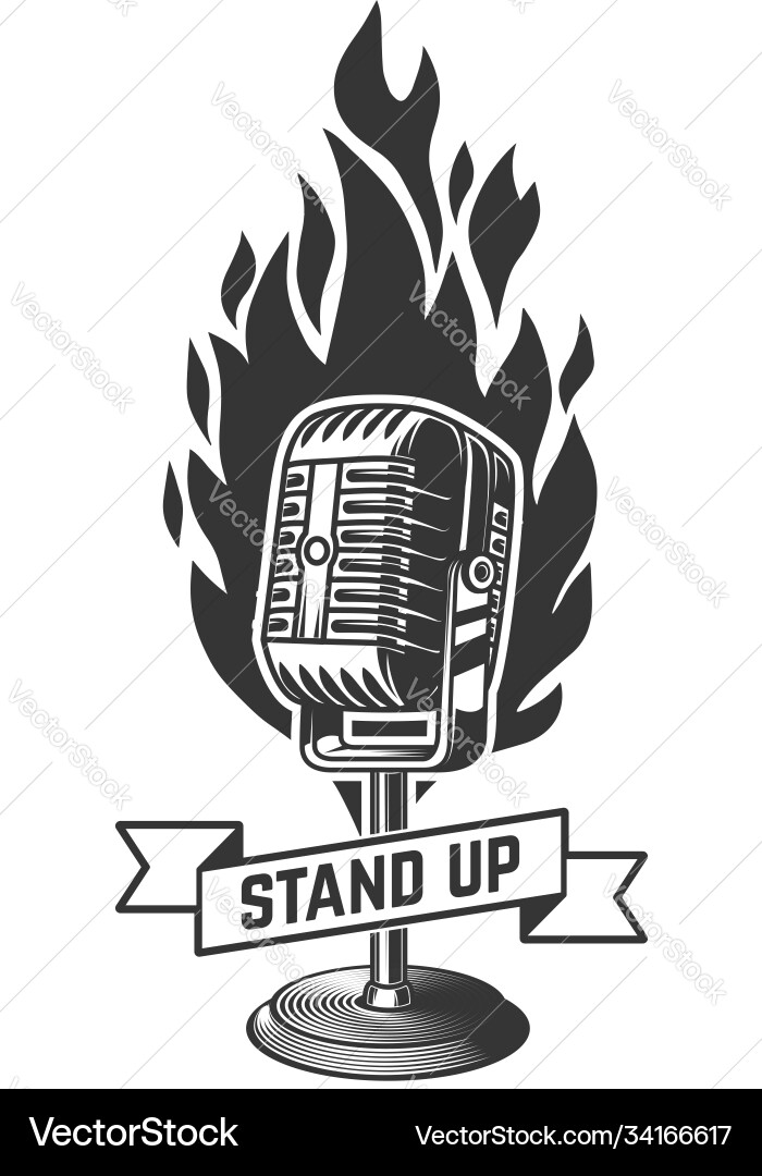 Stand up Retro-Mikrofon mit Brand Design Stand up Retro-Mikrofon mit Brand Design vektorbild