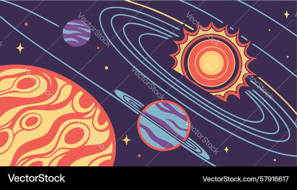 Vibrant abstract solar system with multiple Vector Image