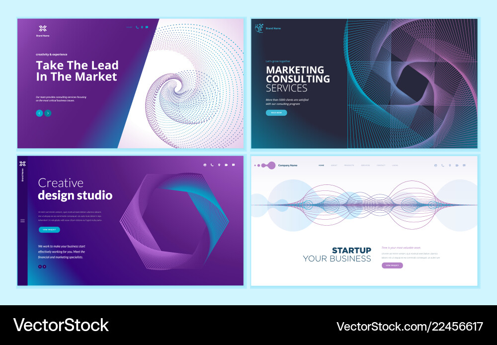 Web page design templates with abstract background vector image