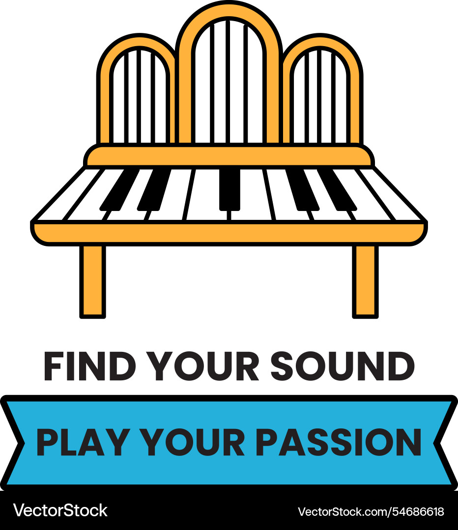 A bench with keyboard on it that says find A bench with keyboard on it that says find vector image