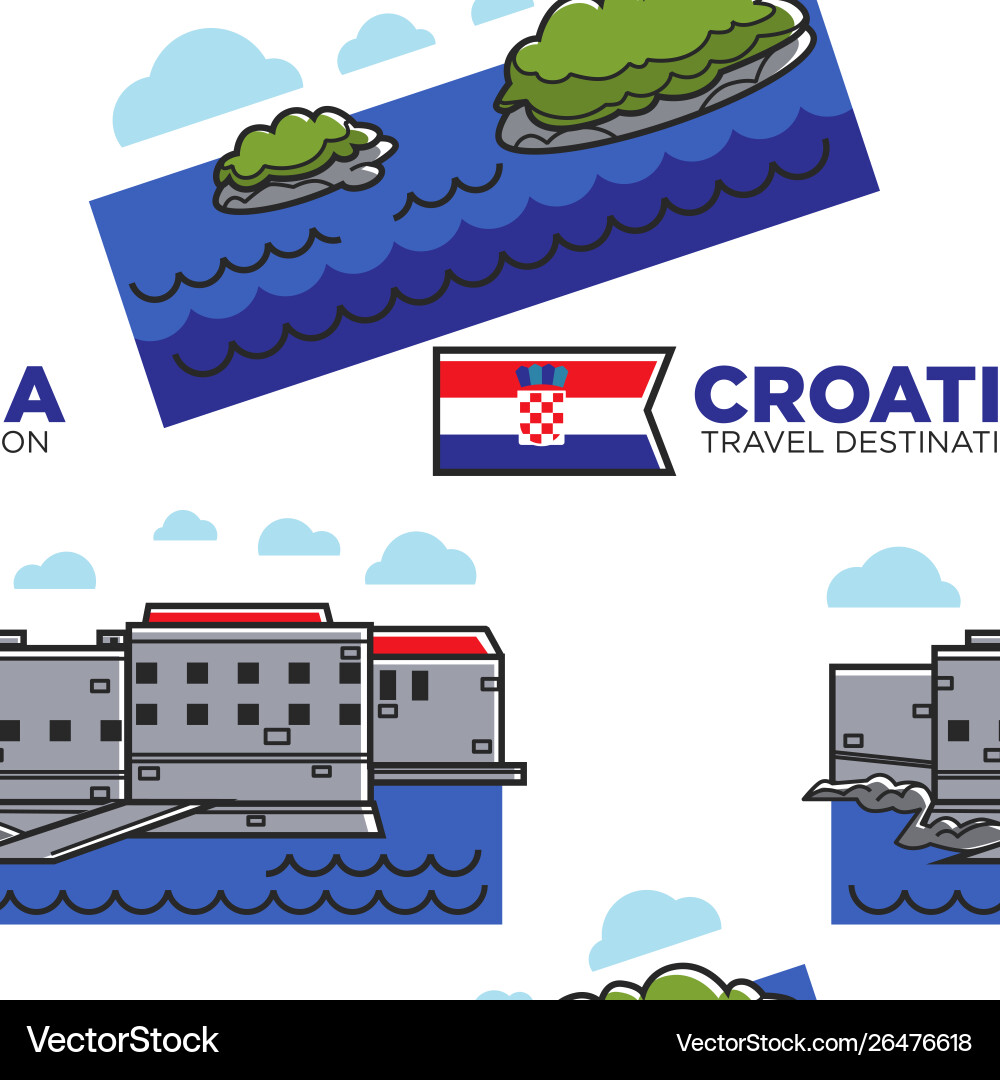 Kroatien Reiseziel nahtloses Muster Kroatien Reiseziel nahtloses Muster vektorbild