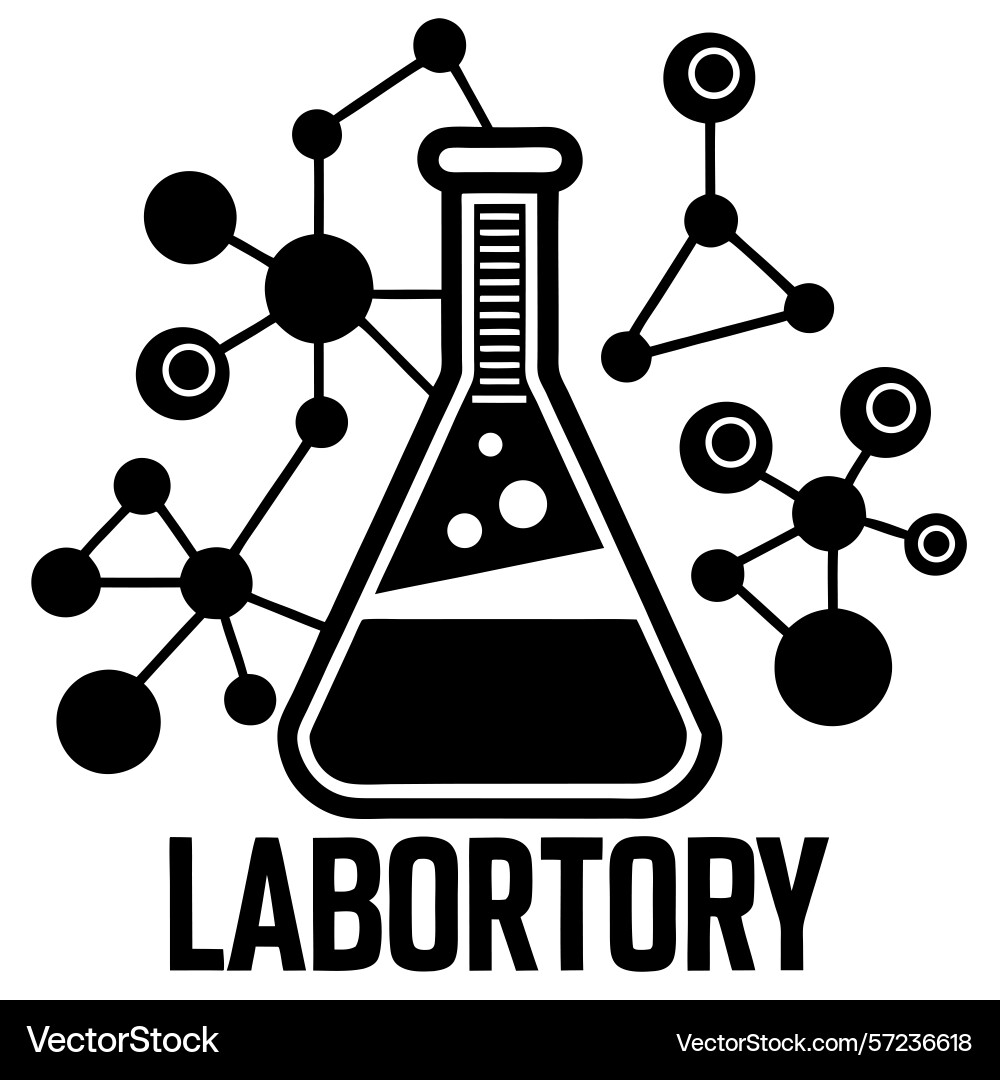 Laboratory flask with molecule Laboratory flask with molecule Vector Image
