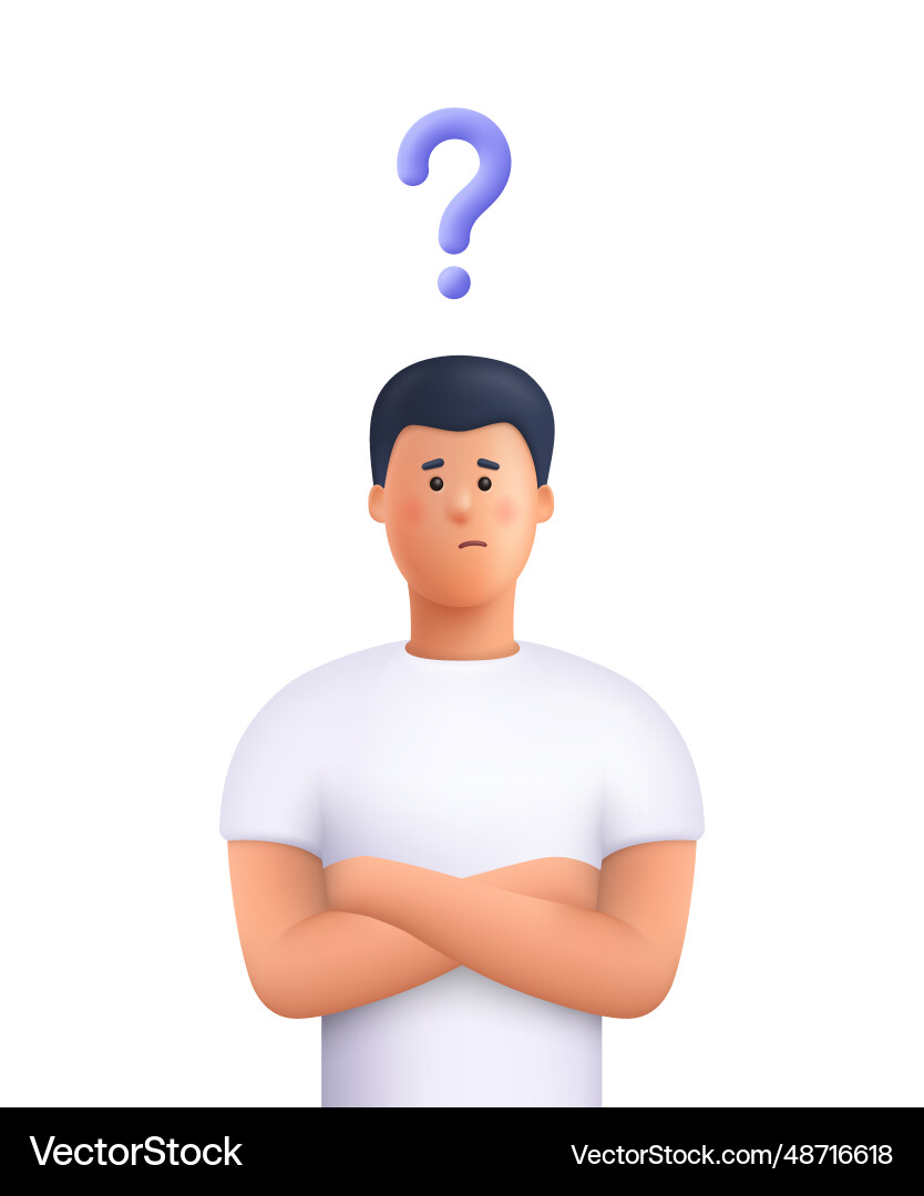 Man Contemplating with Question Mark vector image