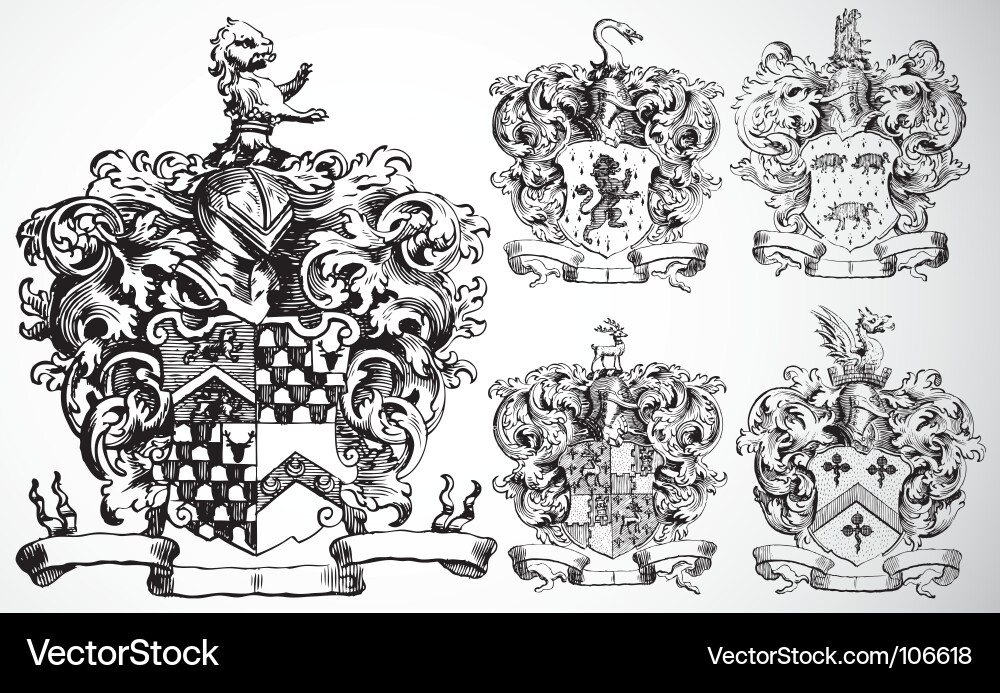 Medieval Heraldic Crests Vector Image