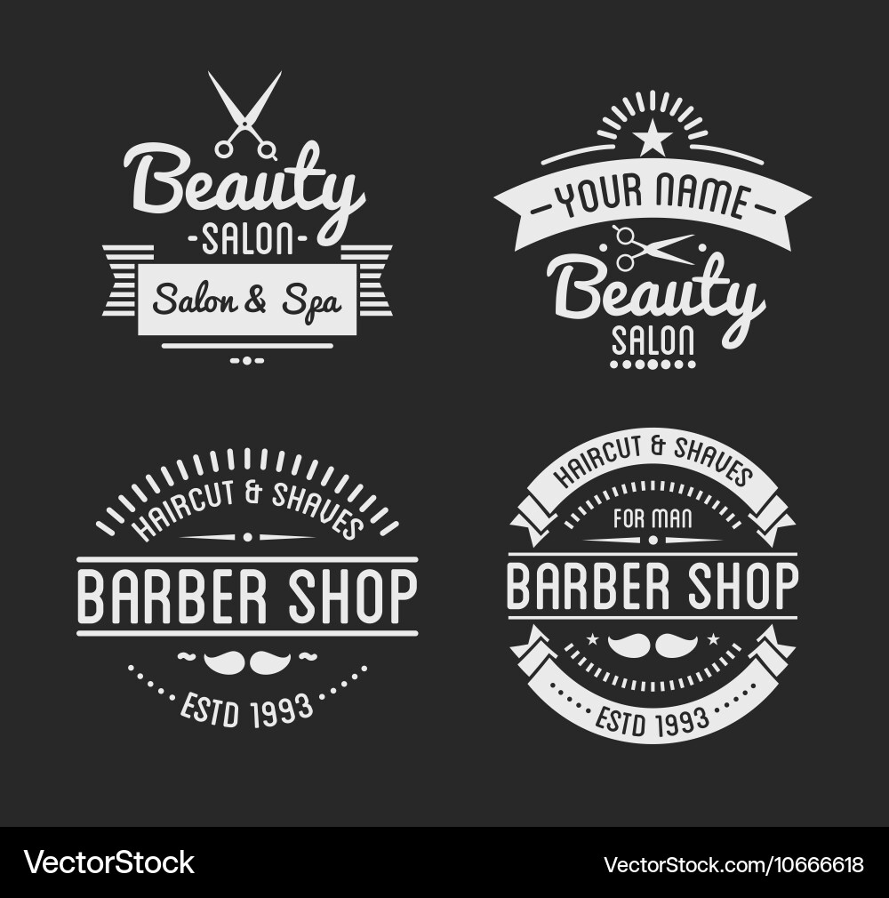 Vintage Barber & Spa Icons Vector Image