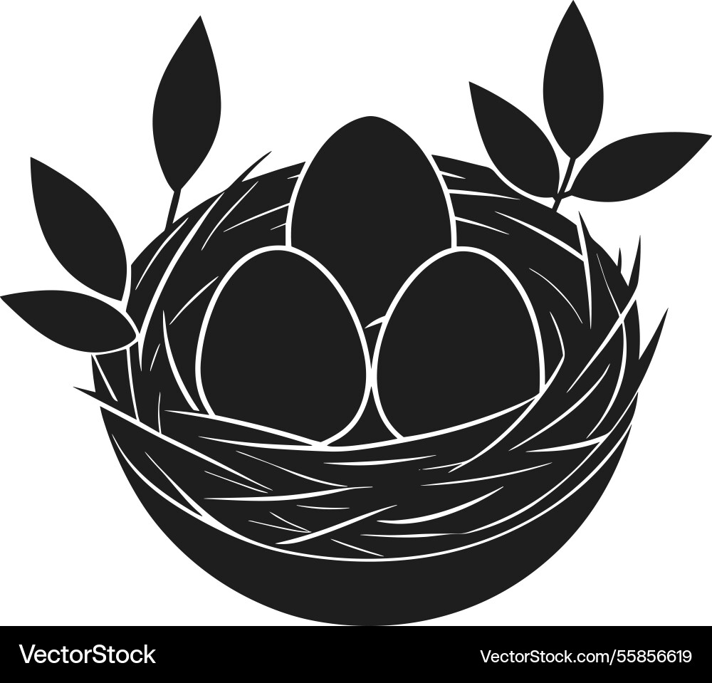 Bird nest with three eggs spring nature Bird nest with three eggs spring nature vector image