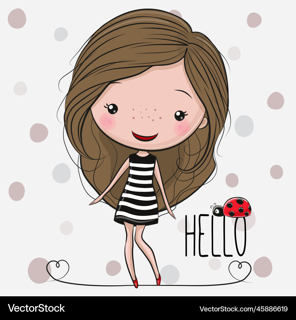 Cartoon Mädchen in einem gestreiften Kleid Cartoon Mädchen in einem gestreiften Kleid vektorbild
