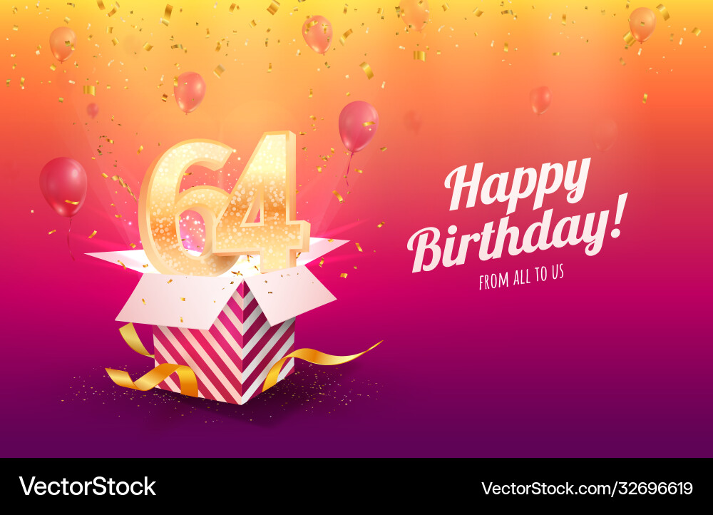 Celebrating 64th years birthday vector image