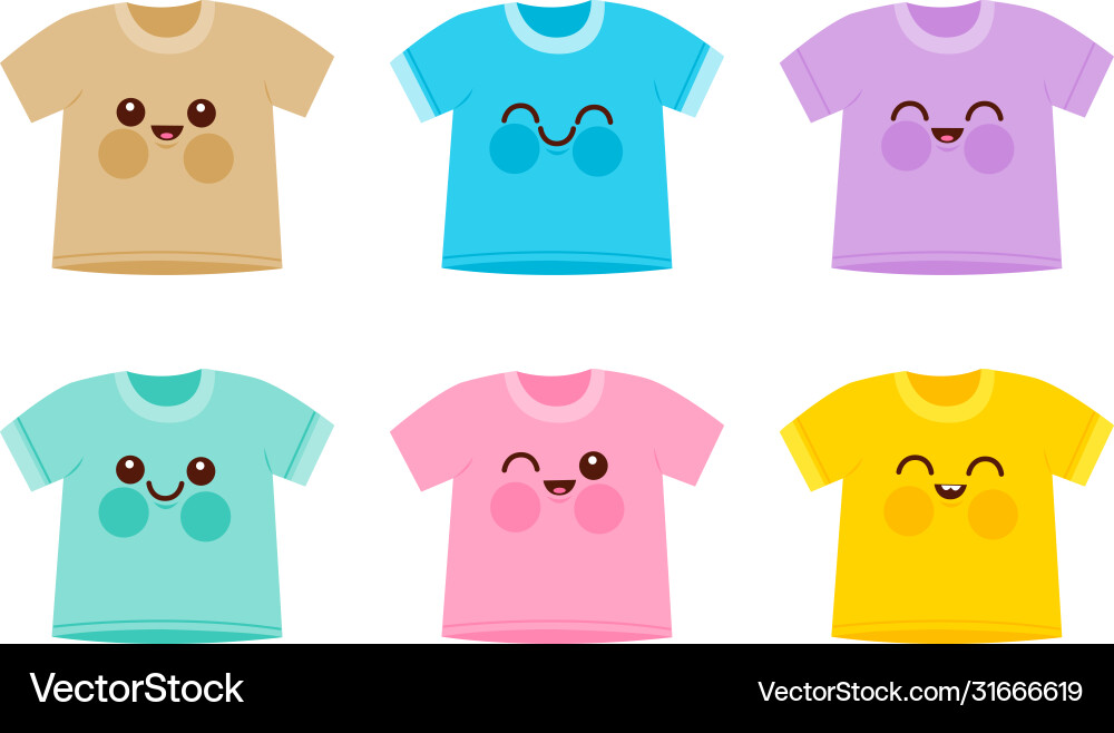 Collection cute t shirt characters vector image