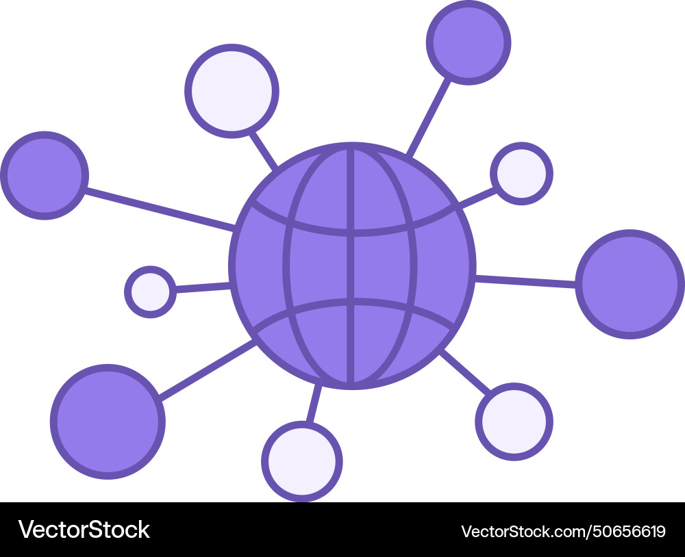 Colored networking icon global network vector image
