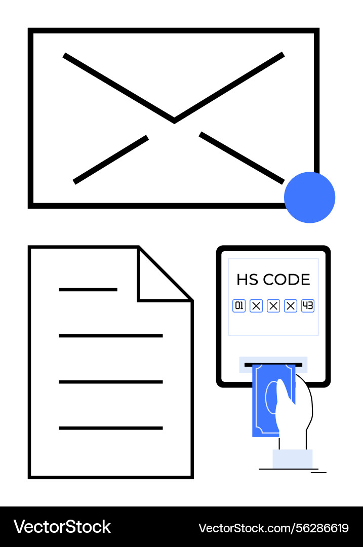 Digital transaction with hs code and messaging Digital transaction with hs code and messaging vector image