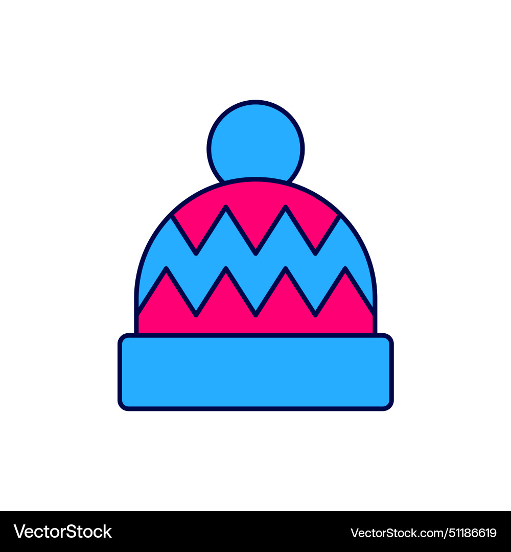 Filled outline beanie hat icon isolated on white Filled outline beanie hat icon isolated on white vector image