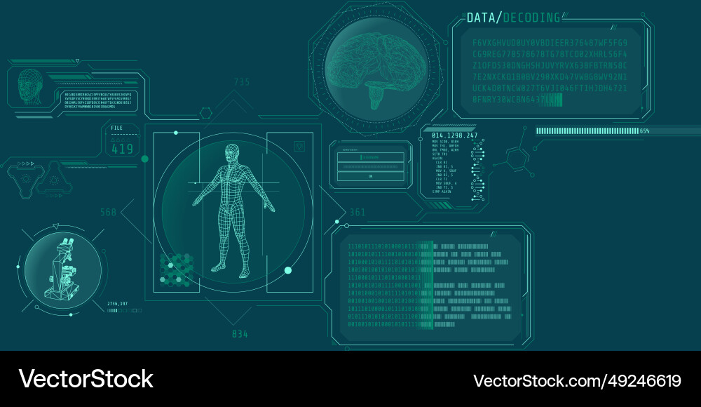 Futuristic brain research program interface vector image