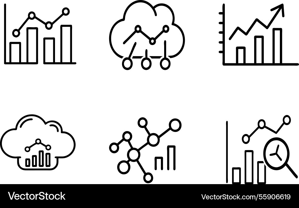 Graph chart and data analysis icon set Graph chart and data analysis icon set Vector Image