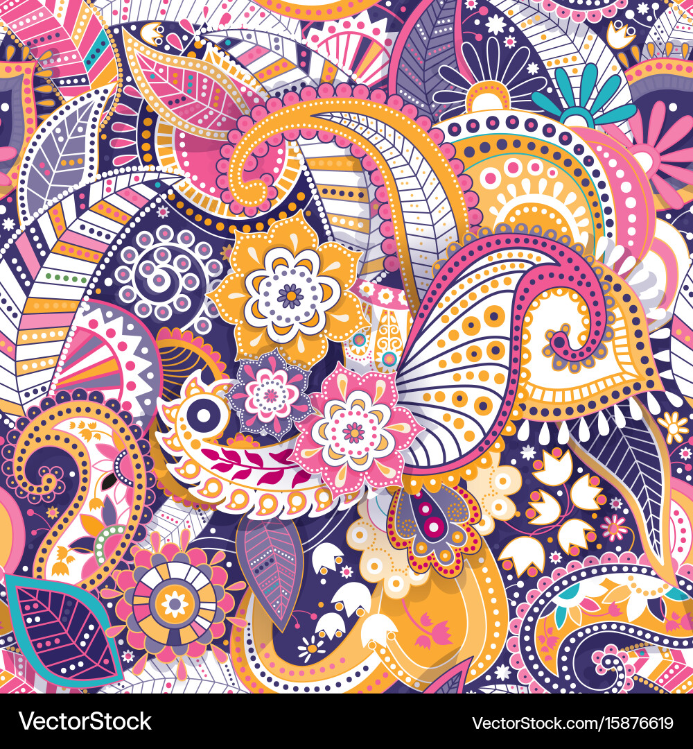 Paisley Indian Floral Pattern Vector Image