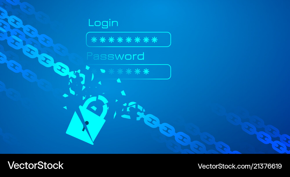 Personal data hacked theme with chain Personal data hacked theme with chain Vector Image
